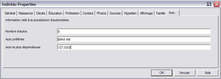 Example of custom tags with information entered