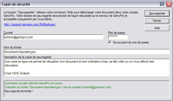 Online Backup Files Dialog