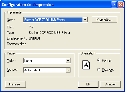 Configuration de l'imprimante
