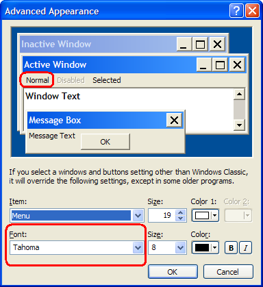 Changing the Windows Font